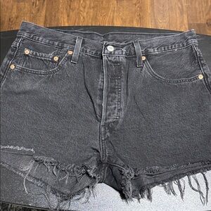 Levi's Charcoal Black Jean Shorts Button Fly Size 33